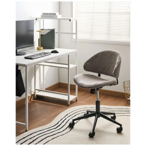 Chaise de bureau Beliani Kiana beige avec revêtement en velours côtelé, roulettes et réglable en hauteur.