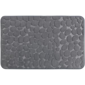 Tappeto bagno grigio Wenko Memory Foam Pebbles, 50x80 cm, con design a ciottoli.