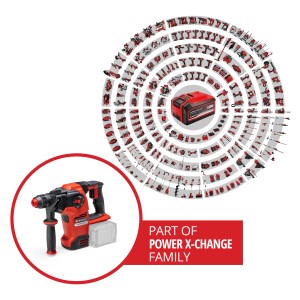 Einhell Marteau perforateur sans fil Herocco 36/28 Solo en coffret, partie de la famille Power X-Change.