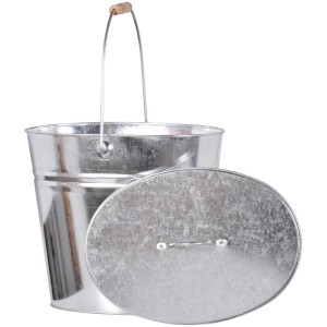 Seau multi-usage galvanisé Firefix, 12,5 l avec couvercle, accessoire pour poêles et cheminées.
