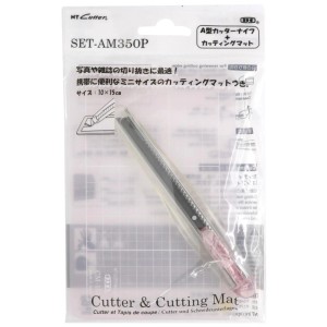 NT Cutter Set AM350P Rose avec cutter et tapis de coupe (10x15cm), idéal pour les travaux de coupe.