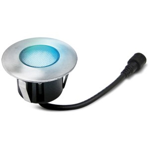 Faretto da incasso blu, 7,5 cm, 2W per sistemi di illuminazione esterna.