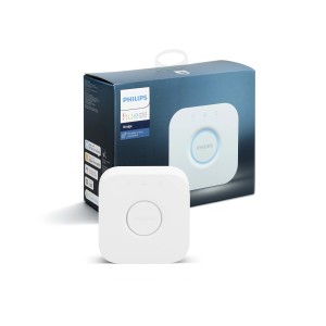 Philips Hue Bridge mit Verpackung. Das Herzstück für smarte Philips Hue Leuchten.