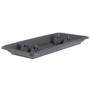 Sottovaso rettangolare Geli Plato color antracite, ca. 60 cm, in plastica.