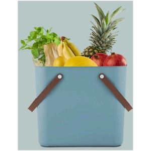 Rotho Albula Multibag blu 25L pieno di frutta e verdura.