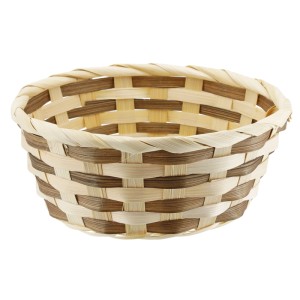 Cestino di bambù a righe, Ø 13 cm, color naturale, ideale come decorazione pasquale.