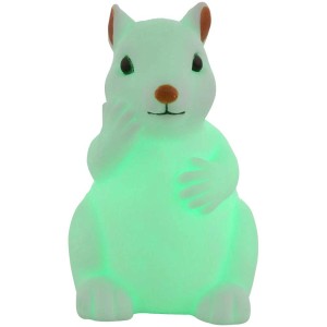 Lampada da tavolo LED a forma di scoiattolo bianco, luce notturna cambia colore, in plastica.