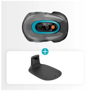 Robot tondeuse Gardena Smart Sileno Sense 600 m² avec station de charge, vue de dessus.