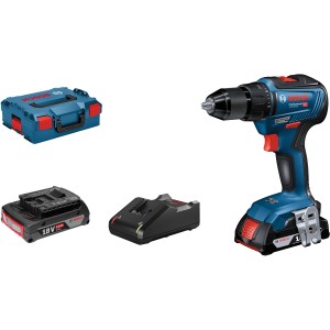 Set avvitatore a batteria Bosch Professional GSR 18V-55 con 2 batterie, caricabatterie e L-Boxx.