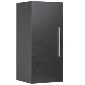 Beliani Bilbao pensile bagno nero con venatura legno e maniglia argento. Armadietto moderno per articoli da bagno.
