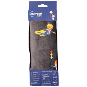 Cartrend Gurtkissen Kids Heroes Grau, bequeme Kopfstütze mit Verkehrszeichen-Motiven für Kinder.