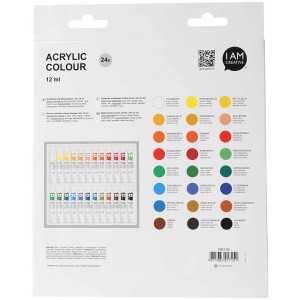 I Am Creative Set di 24 tubi di colori acrilici, 12 ml in vari colori.