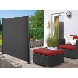 Tenda laterale Cordoba antracite a 2 lati (3x1,5 m ciascuna) come protezione dal vento e dalla privacy sulla terrazza.