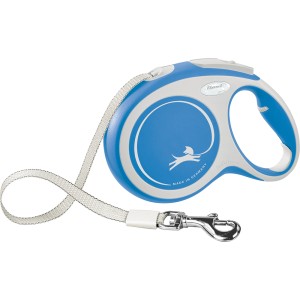 Guinzaglio avvolgibile Flexi New Comfort blu, taglia L con nastro da 8 m.