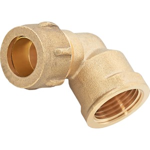 Raccordo a gomito a compressione in ottone, 15 mm x 18,6 mm (Rp 1/2), per raccordi di tubi in rame.