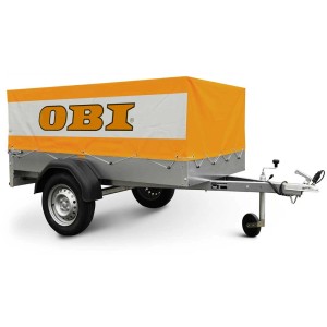 Remorque Stema AN 750-13 avec bâche haute OBI (60 cm), roue jockey incluse.