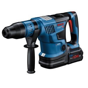 Bosch Professional Tassellatore a batteria GBH 18V-36 C in valigetta, blu/nero, con impugnatura supplementare.