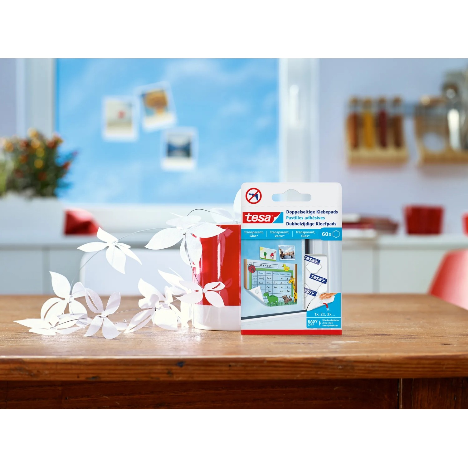 Tesa 56617 Photo Klebepads - Cuscinetti Biadesivi Per Foto, 250 Pezzi In Dispenser - Adesivo Permanente, Senza Acidi, Con Linguetta Di Estrazione, Bianco