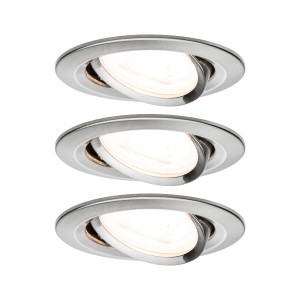 Lot de 3 spots encastrables LED Nova, orientables, 6,5W, 2700K, GU10, fer brossé.