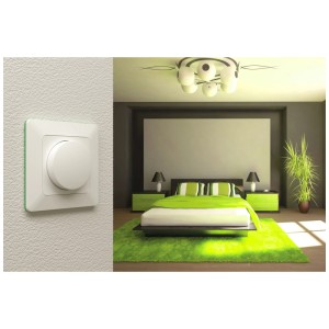 Profilo di design Modino Priamos Verde per scatola interruttore in camera da letto moderna.