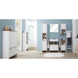 Mobile sottolavabo Pelipal Quickset 305 in Bianco Perla/Rovere Riviera, larghezza 62 cm.
