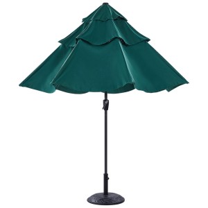 Beliani Marktschirm Bibione, smaragdgrün, Ø 285 cm. Sonnenschirm mit Kurbel und UV-Schutz.