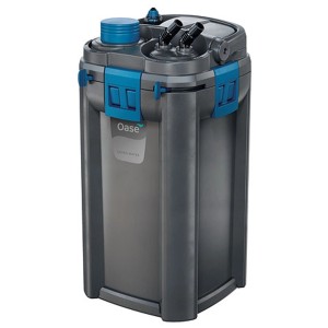 Filtre externe pour aquarium Oase BioMaster² Thermo 600, gris avec accents bleus.