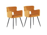 Beliani Chaise de salle à manger Sanilac tissu velours Orange 2 pcs
