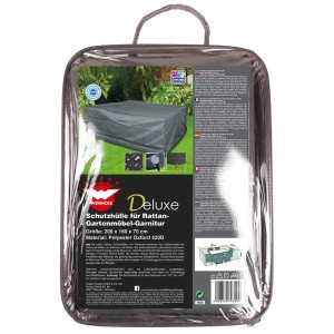Copertura per mobili da giardino in rattan confezionata, poliestere Oxford 420D impermeabile, ca. 200x160x70 cm.