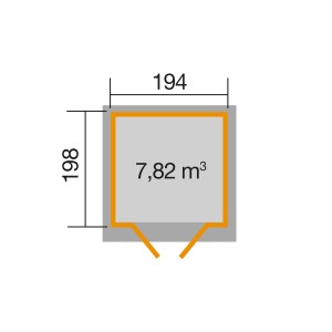 Pianta casetta da giardino in legno 325: 200x241cm, tetto a falda unica, legno non trattato, superficie 7,82 m².