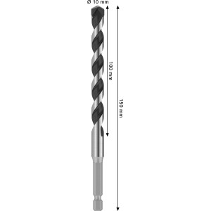 Punta per piastrelle Bosch Pro Hex-5, diametro 10 mm, lunghezza 150 mm, con codolo esagonale.