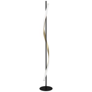 Moderna lampada da terra a LED Conaprato nera con elemento luminoso a spirale. Dimmerabile e colore regolabile.