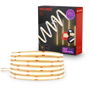Briloner LED-Streifen Ergänzungs-Set, 2,6 m, warmweißes COB-Licht, selbstklebend für Paneele & Regale.