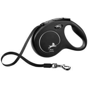 Guinzaglio avvolgibile nero Trixie Flexi New Classic, taglia M, lunghezza 5 m.