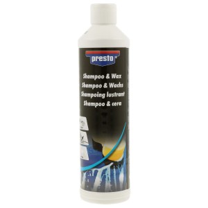 Presto Shampoo & Wax 500ml per la cura dell'auto in contenitore di plastica bianco.