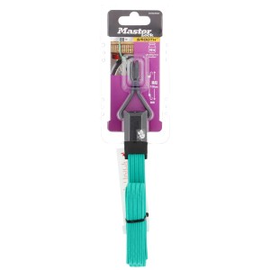 Tendeur de bagage Master Lock, 80 cm, vert, cordon plat en caoutchouc avec crochets, idéal pour voyage et transport.