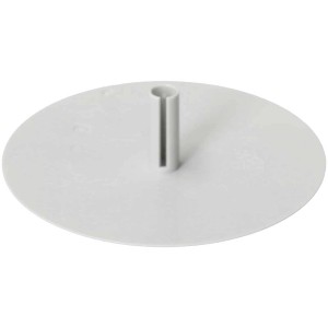 Rosace de plafond blanche (98x3 mm) avec étrier à ressort pour installation de lampe.