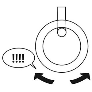 Illustration eines Conacord Schaukelrings aus Stahl, 9 mm Durchmesser, mit Warnhinweis und Pfeilen.