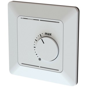 Termostato ambiente bianco Max Hauri Priamos PC per scatole da incasso con controllo rotativo.