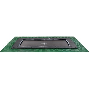 Trampolino rettangolare nero EXIT Dynamic da interrare 275x458 cm con piastre di sicurezza Freezone verdi.
