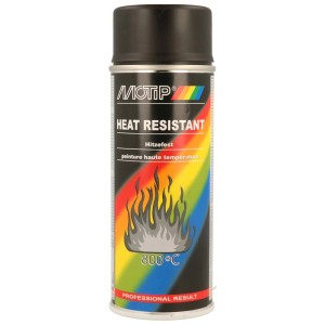 Motip Vernice Spray Resistente al Calore Nero opaco 400ml per riparazioni di vernice e carrozzeria.