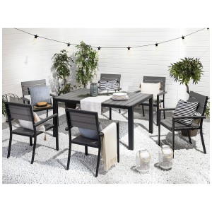 Ensemble de meubles de jardin Beliani Como avec 6 chaises en bois synthétique gris/noir.