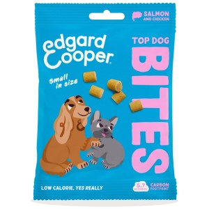 Edgard & Cooper snack per cani Top Dog Bites salmone e pollo, confezione da 50g di snack premio per cani.