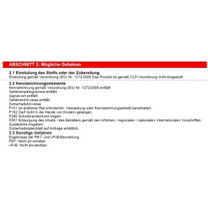 Étiquette avec informations de sécurité pour mastic à vitres Geistlich naturel 500g.