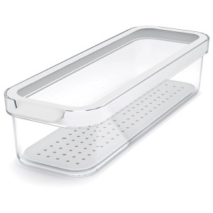 Rotho Cauma organizer frigo 1.15l, contenitore trasparente per alimenti con inserto scolapiatti.