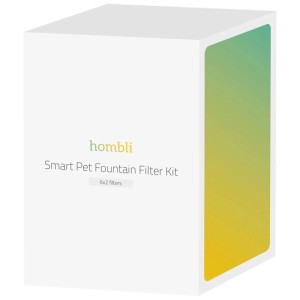 Hombli Filter-Kit Smart Pet Fountain, scatola bianca con design verde-giallo. Include 6 filtri in schiuma e 6 in cotone per fontanelle gatto.
