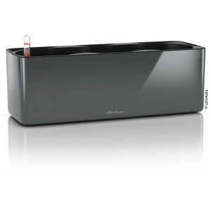 Pot de fleurs Lechuza Cube Glossy Triple anthracite, 40x14cm, pour intérieur.