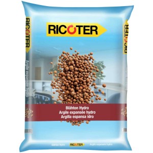 Sacco di argilla espansa Ricoter, 10 l, grana grossa, per idrocoltura e drenaggio.