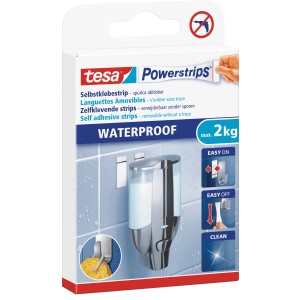 Tesa Powerstrips Waterproof, 6 pièces, pour environnements humides, supporte jusqu'à 2 kg.