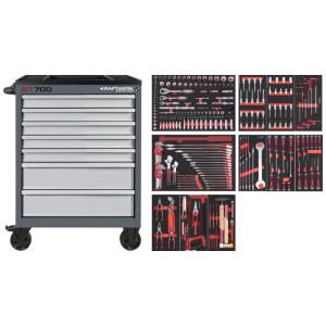 Servante d'atelier Kraftwerk BT700 Pro avec 7 tiroirs et assortiment d'outils.